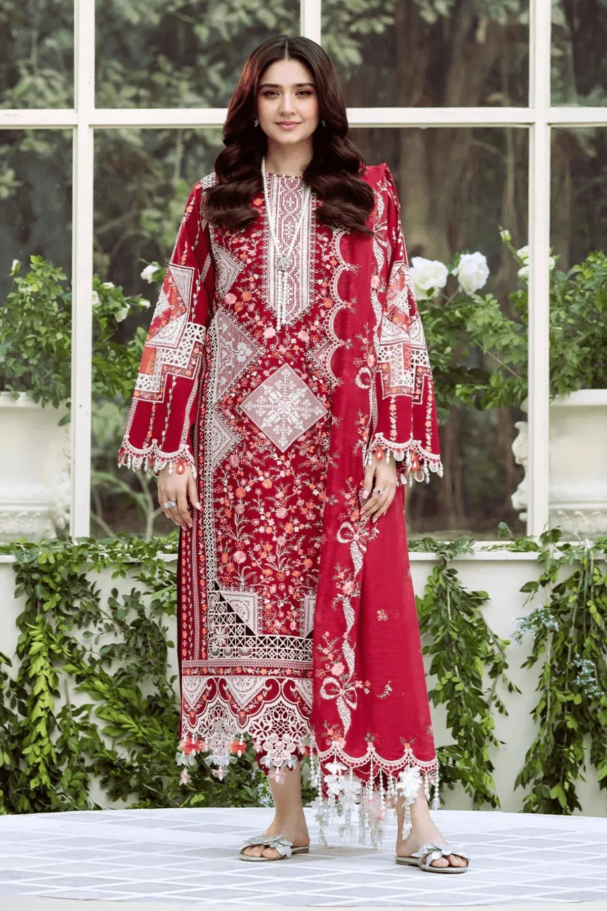Aneelas Luxury Lawn Embroidered 3 Piece Unstitched Suit