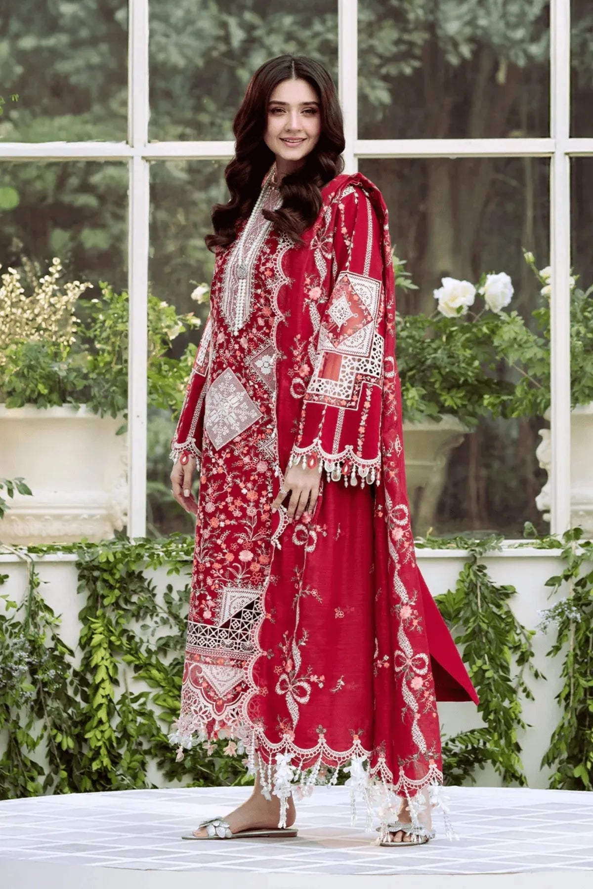 Aneelas Luxury Lawn Embroidered 3 Piece Unstitched Suit