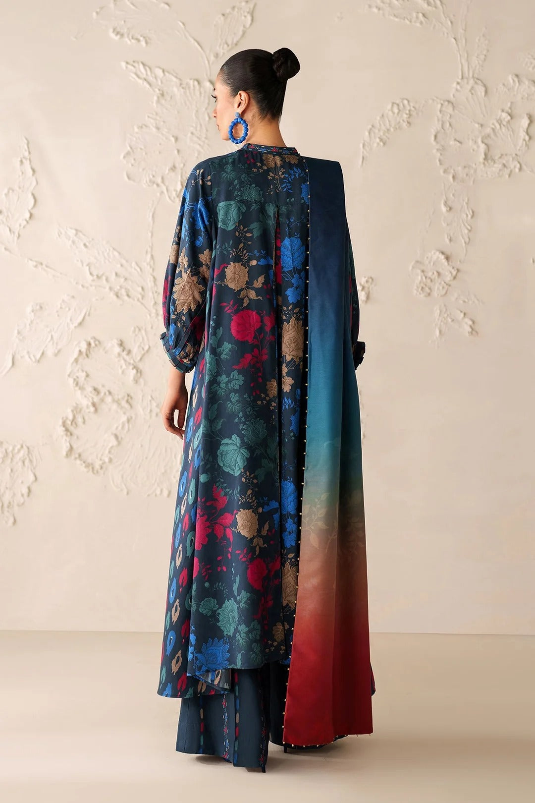 Digital Printed Viscose 3-Piece Set with Shawl